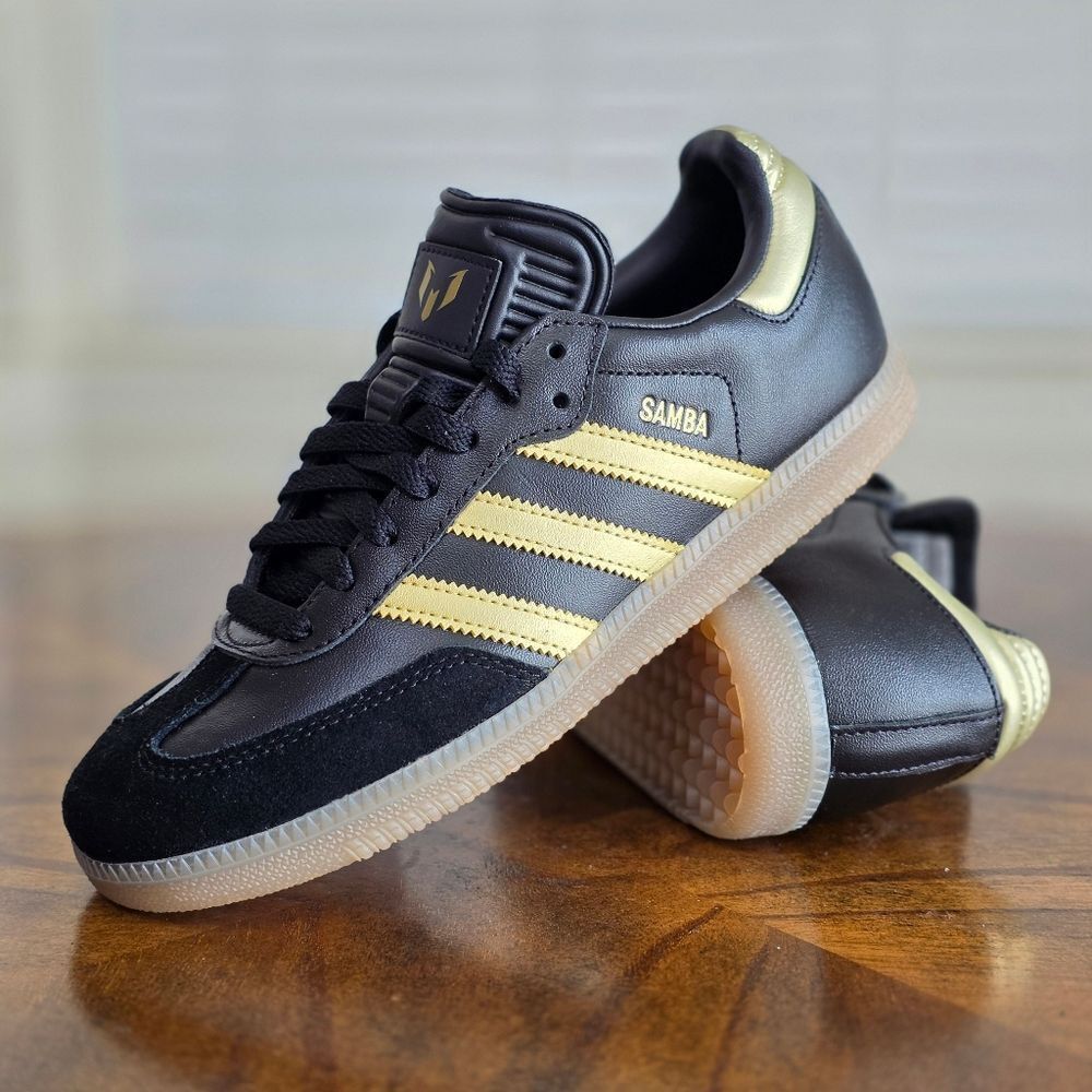 Adidas Samba OG Messi Black Gold Shoes Miami FC Leather Boys Shoes Brand New